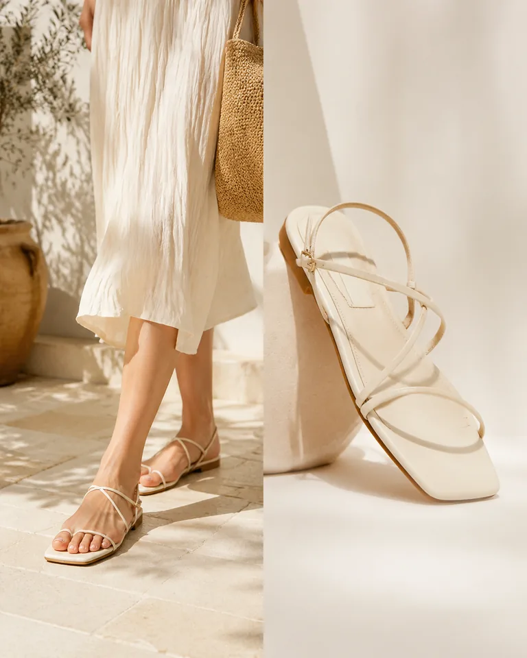 Square-Toe Flat Sandals