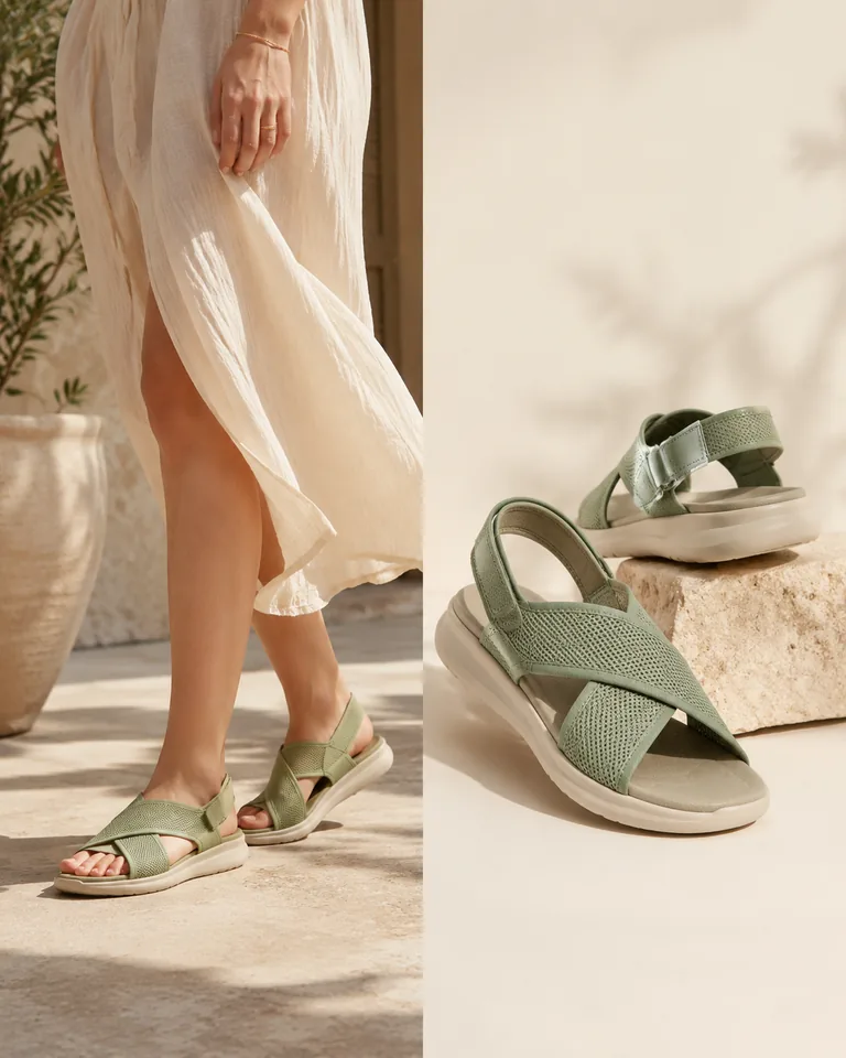Square-Toe Mesh Sandals