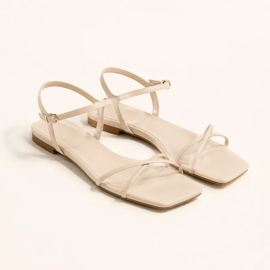 Square-Toe Flat Sandals