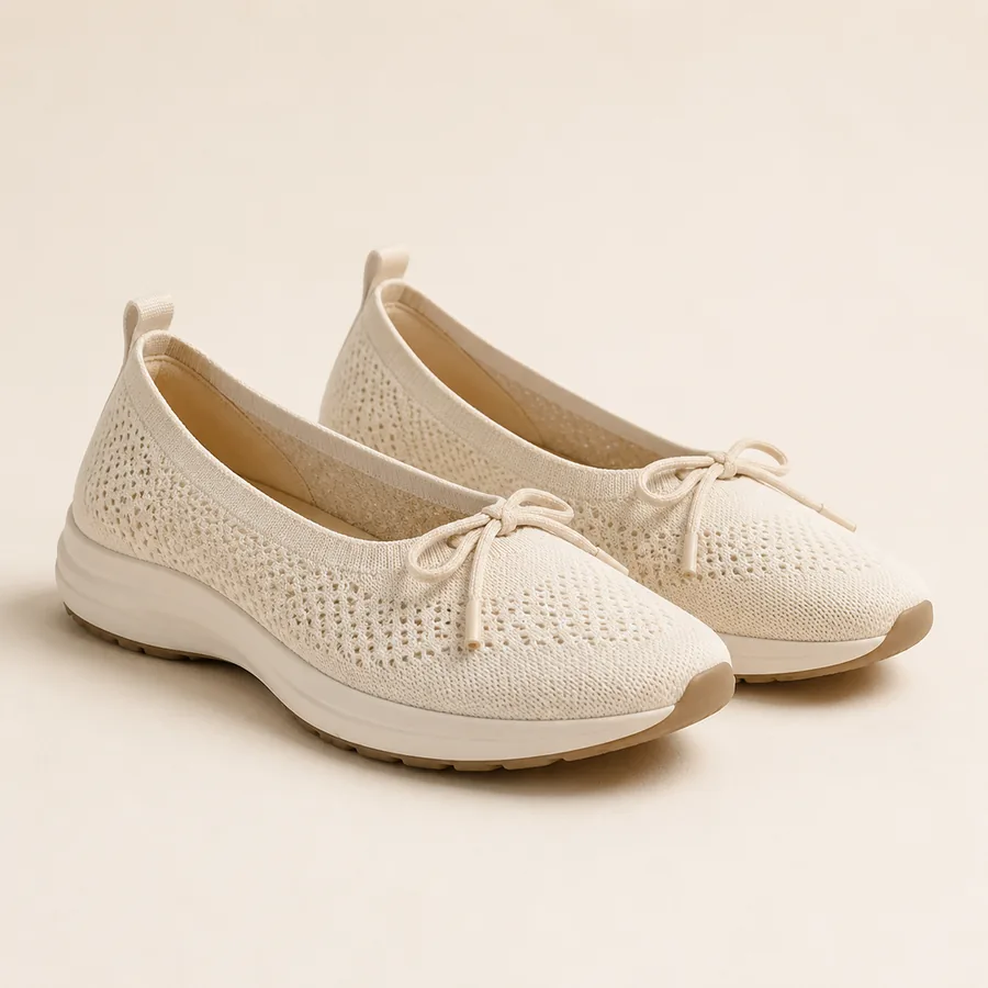 Square-Toe Lace-Up Sneakerinas